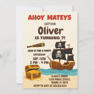 Bold Pirate Adventure Anniversaire Invitation
