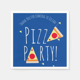 Bold Pizza Birthday Party Restaurant Blue Serviette