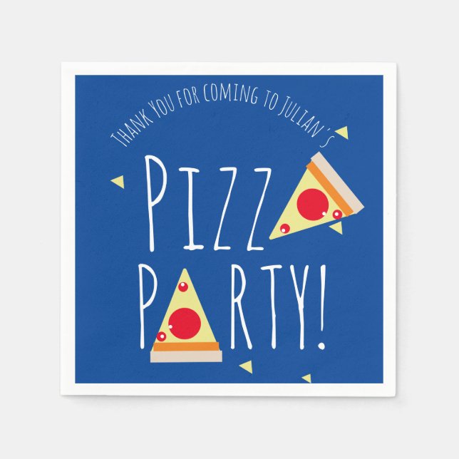 Bold Pizza Birthday Party Restaurant Blue Serviette (Vorderseite)