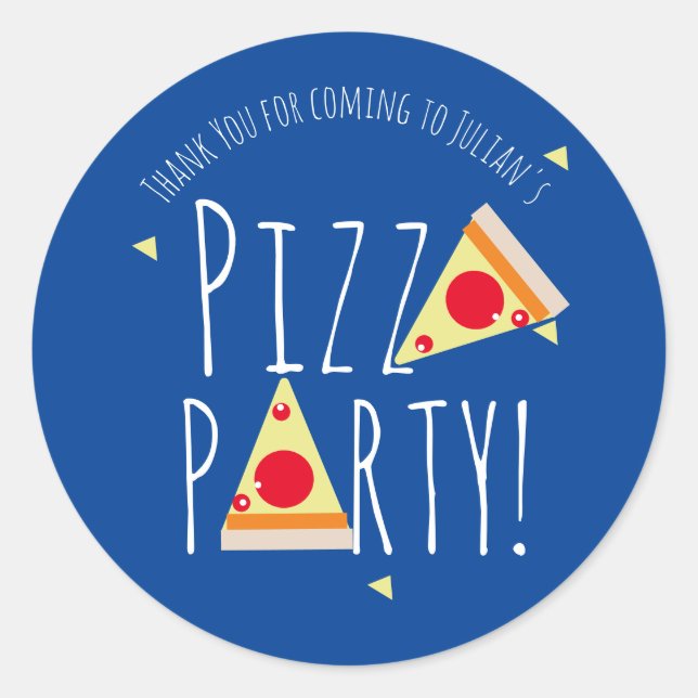 Bold Pizza Birthday Party Restaurant Danke Runder Aufkleber (Vorderseite)