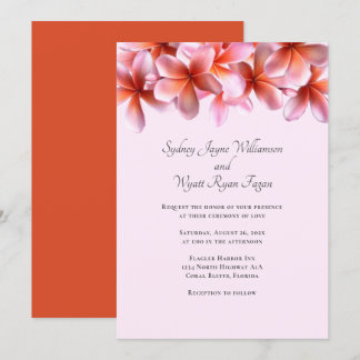 Bold Plumeria Floral Border Simple Wedding Einladung