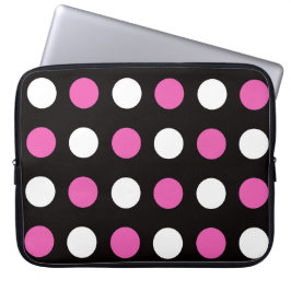 Bold Polka Dots Black Pink White Laptopschutzhülle