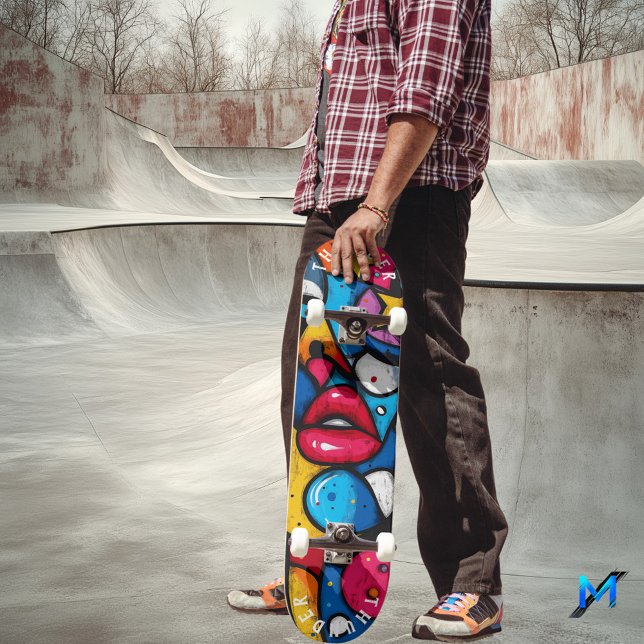 Bold Pop Art Lips Design - Iconic Urban Style Skateboard (Von Creator hochgeladen)