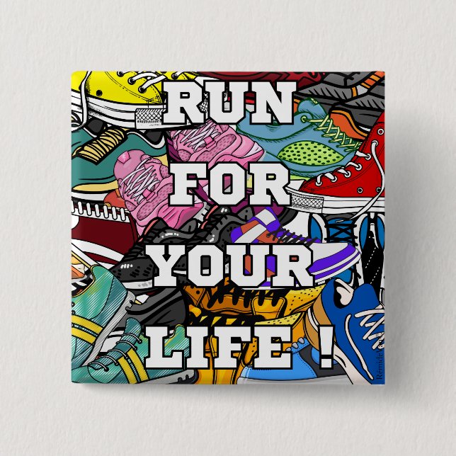 Bold Pop Art Runner Jogger Button (Vorderseite)