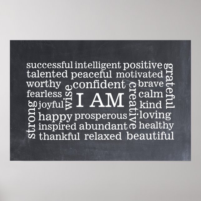 Bold Positive Thinking I AM Affirmations Poster (Vorne)