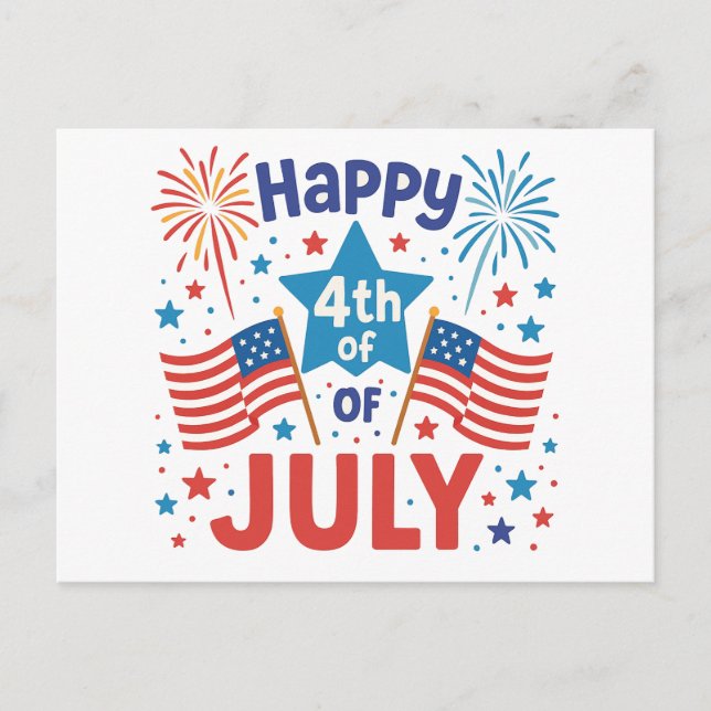 Bold & Proud 4. Juli Patriotic Stars Postkarte (Vorderseite)