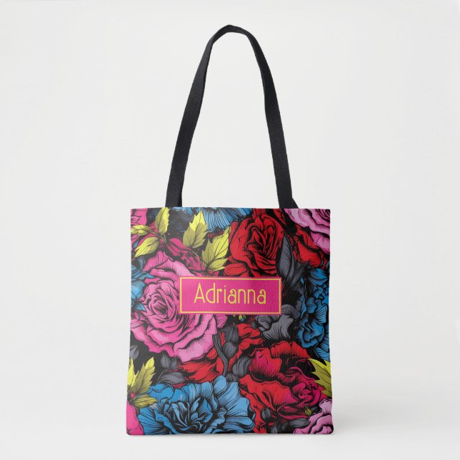 Bold Punk Blooms Floral Tasche (Vorderseite)