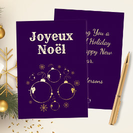 Bold Purple Modern Joyeux Noel Gold Folien Feiertagskarte