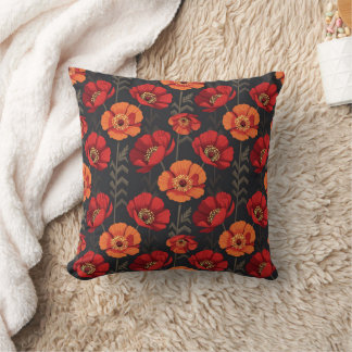 Bold Red and Orange Poppy Kissen