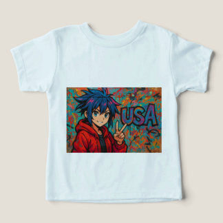 Bold Red Anime USA Graphic T-Shirt
