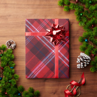 Bold Red Black and White Tartan Plaid Geschenkpapier