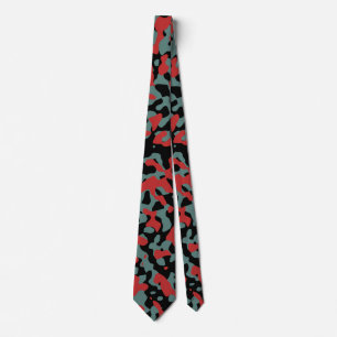 Bold Red Camouflage in Aquamarin Green und Black Krawatte
