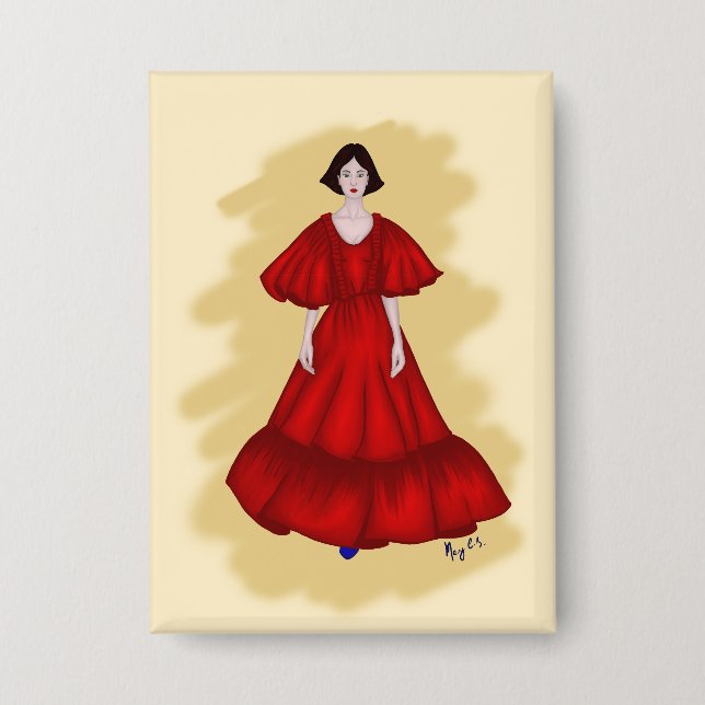 Bold Red Design with Contrasting Shoe Detail Button (Vorderseite)