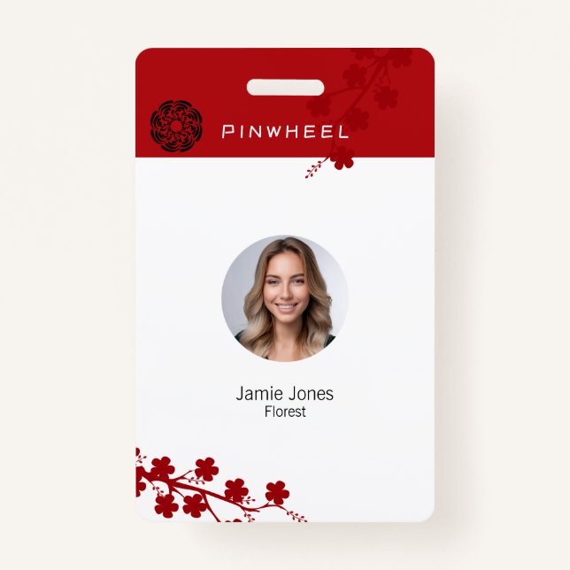 Bold Red Floral Ausweis (Vorderseite)