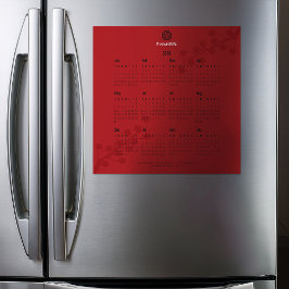 Bold Red Floral Calendar Magnetkarte