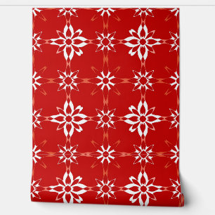 Bold Red Floral Geometric Musterdesign Tapete