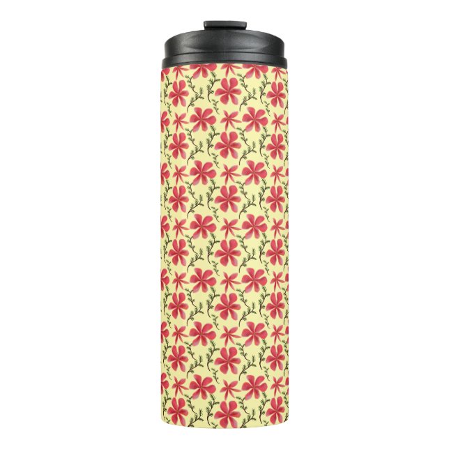 Bold Red Floral Seamless Pattern   Thermosbecher (Vorderseite)