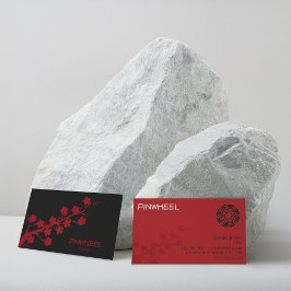 Bold Red Floral Visitenkarte