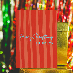 Bold Red Hand gezeichnet Stripe Foto Weihnachten