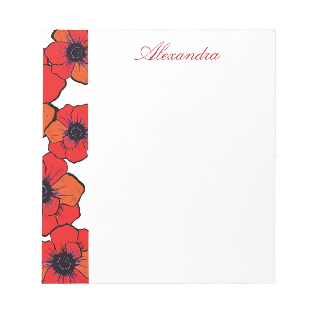 Bold Red Orange Poppies Notizblock (Vorderseite)