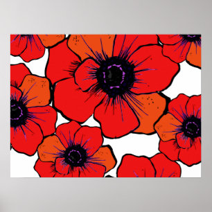 Bold Red Orange Poppies Poster