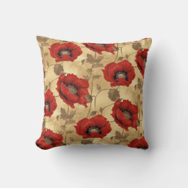 Bold Red Poppy Chiyogami Kissen