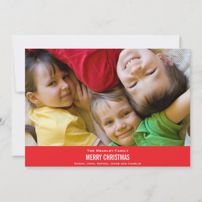 Bold Red Ribbon Christmas Card Feiertagskarte (Vorderseite)
