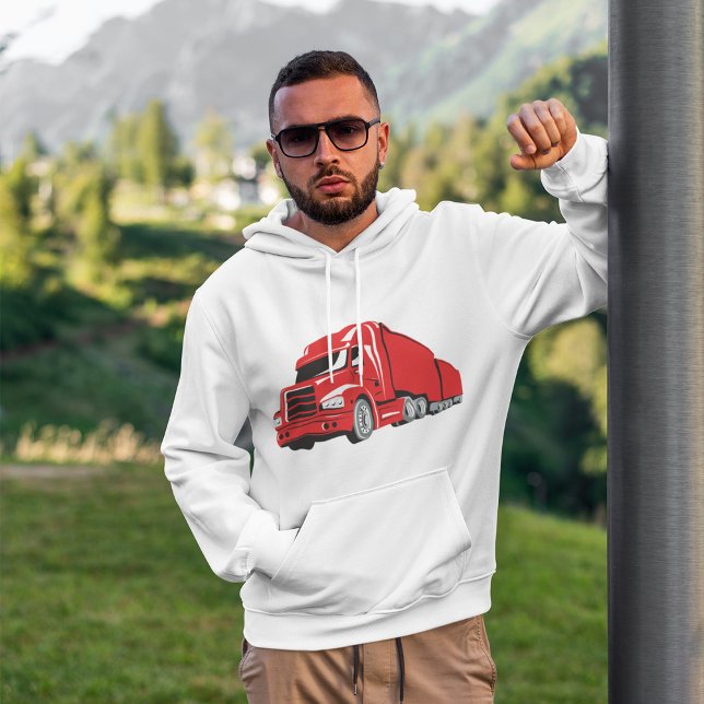 Bold Red Semi Truck Big Rig Trucker Hoodie (Von Creator hochgeladen)
