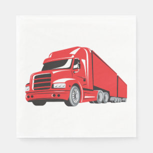 Bold Red Semi Truck Big Rig Trucker Serviette