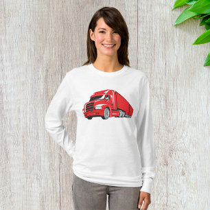 Bold Red Semi Truck Big Rig Trucker T-Shirt