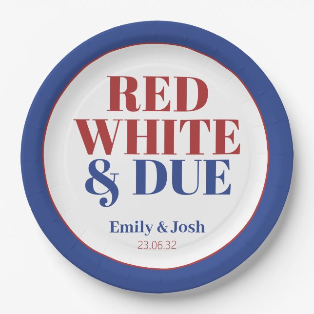 Bold Red White and Due 4 July USA Baby Shower Pappteller (Vorderseite)