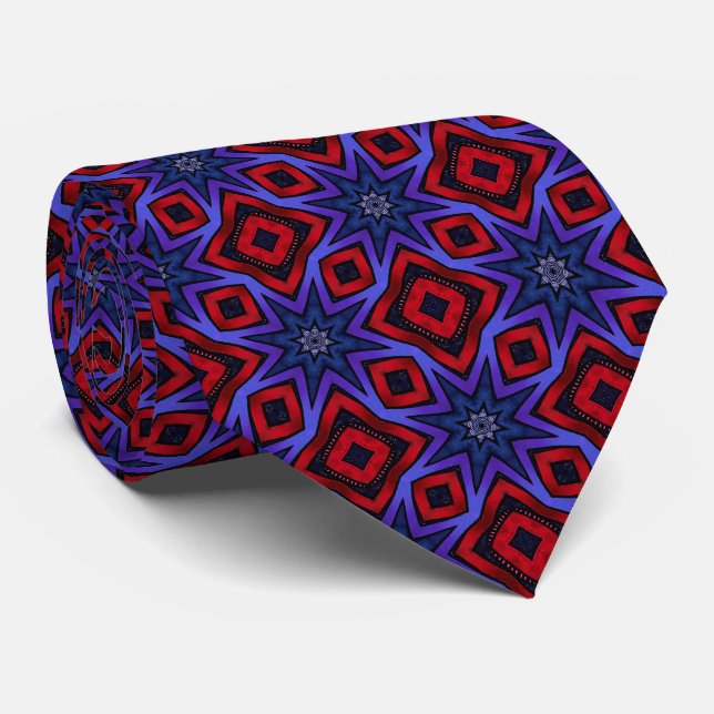 Bold Red with Blue Stars Neck Tie Krawatte (Gerollt)
