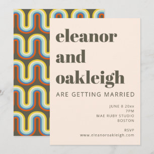 Bold Retro 60er 70er Ästhetische Olive Green Weddi Einladung