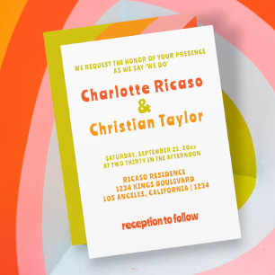 Bold Retro Citrus Wedding Einladung