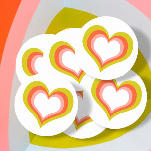 Bold Retro Citrus Wedding Heart Runder Aufkleber