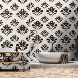 Bold Retro Floral Butterfly Rustikales Bauernhaus Tapete
