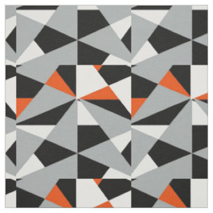 Bold Retro Geometric Orange Gray Schwarz-weiß Mix Stoff