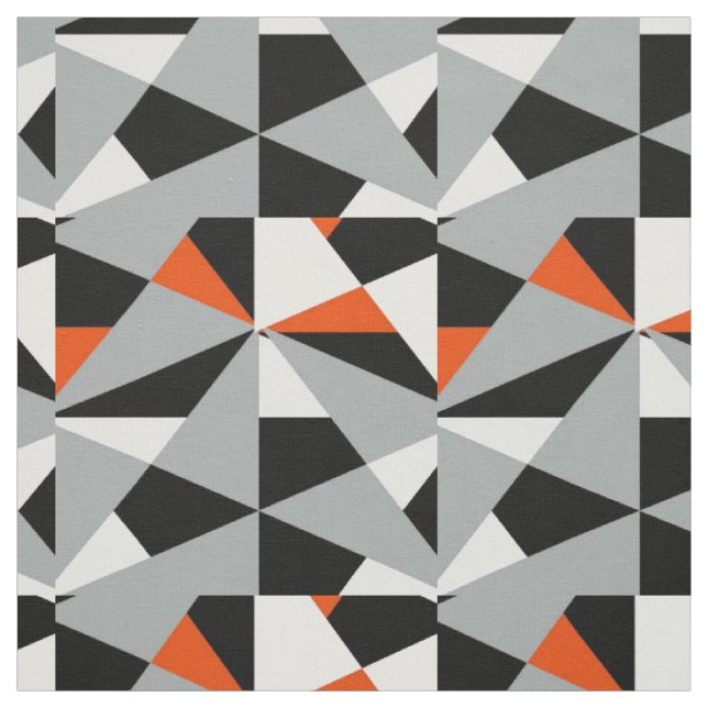 Bold Retro Geometric Orange Gray Schwarz-weiß Mix Stoff (Muster)