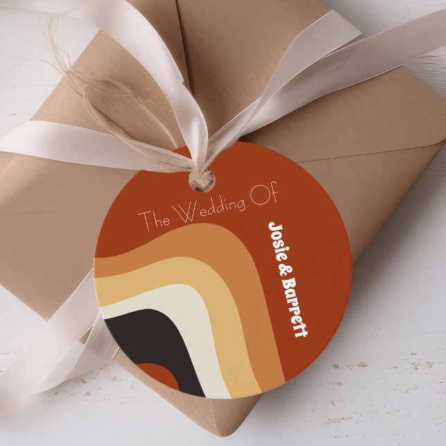 Bold Retro Groovy 70er Boho Wedding Liebe & Danke Geschenkanhänger (Von Creator hochgeladen)