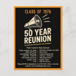 Bold Retro High School Reunion Pep Rally Megaphone Postkarte