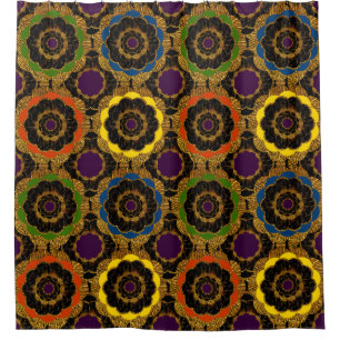 Bold Retro Mandala Hippie Boho Mod Blume Muster Duschvorhang