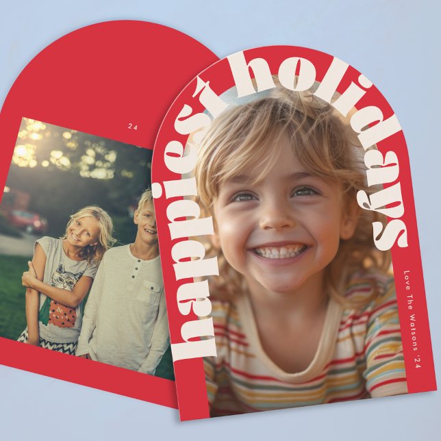 Bold Retro One Foto Moderne Arch Weihnachtskarte Einladung (Von Creator hochgeladen)