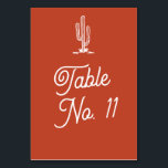 Bold Retro Red Saguaro Cactus Wüste Wedding Tischnummer<br><div class="desc">Bold Retro Terracotta Red Saguaro Cactus Wüste Wedding Custom Tischnummer</div>