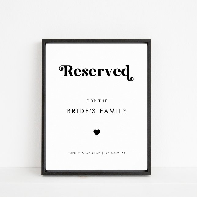Bold Retro Script Heart Wedding vorbehalten für Ze Poster (Von Creator hochgeladen)
