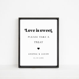 Bold Retro Script Liebe ist Sweet Favor Wedding Si Poster