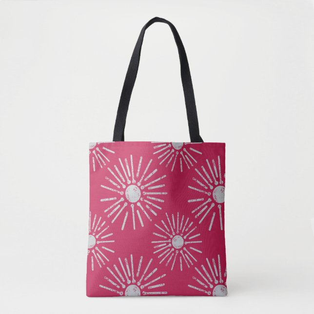 Bold Retro Sunburst Pattern in Deep Pink and White Tasche (Vorderseite)