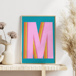 Bold Retro Typografy Monogram Letter in Blue Poster<br><div class="desc">Personalisierte Bold Retro Typografy Monogram Letter in Blue Poster</div>