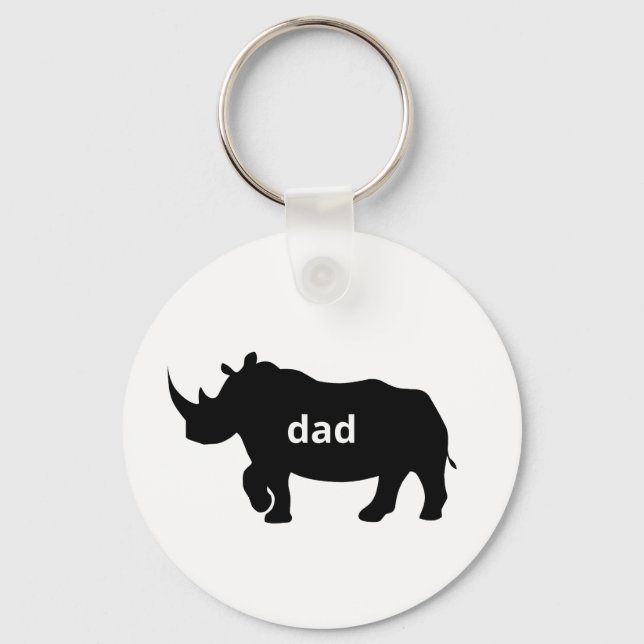 Bold Rhino Vater - Strong Silhouette Tribute Schlüsselanhänger (Vorderseite)