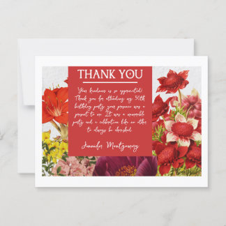 Bold Rich Red Florals Danke Karte