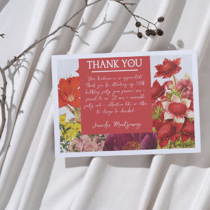 Bold Rich Red Florals Danke Karte